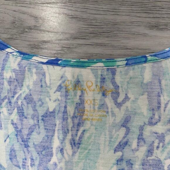 Lilly Pulitzer Women’s XXS Blue Hey Soleil Rejina Dress Flutter Sleeves Flounce - Picture 3 of 9